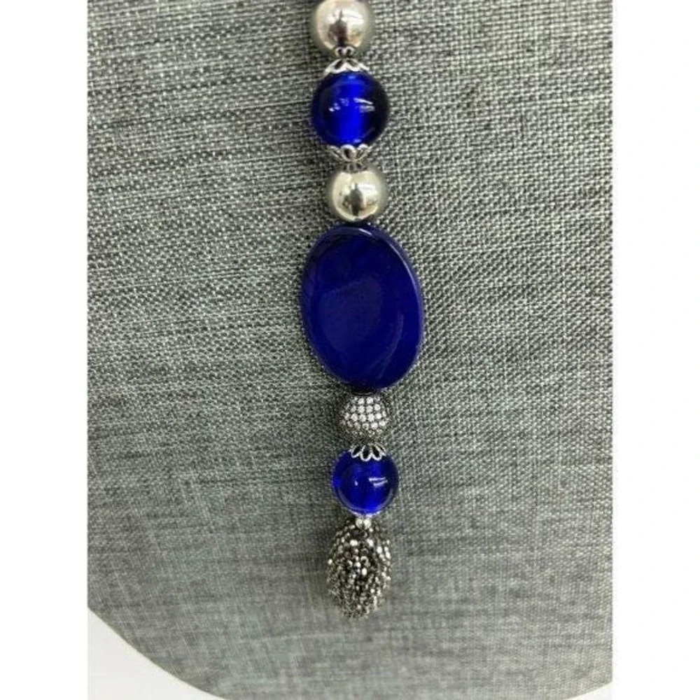 Necklace Lapis Lazuli Blue Pave Lobster Clasp Y-Drop Style New with Tags